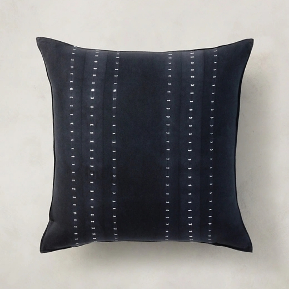 Banana Republic Shibori Cotton Pillow Cover In Indigo Blue Size 20"X20"
